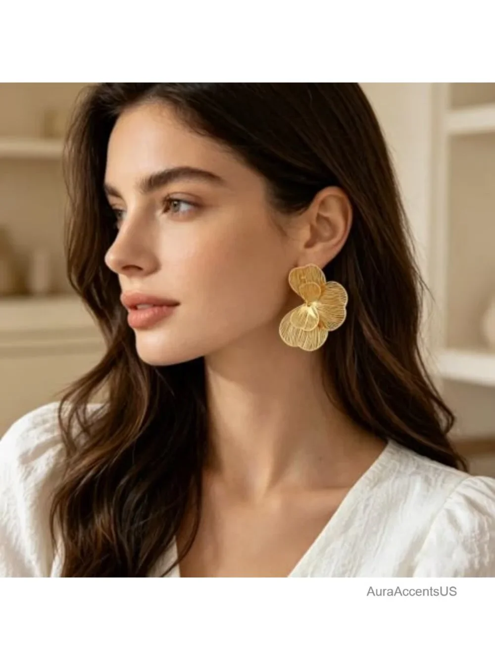 6 Pairs Gold Flower Statement Earrings Women Chunky Dangle Drop Jewelry Boho